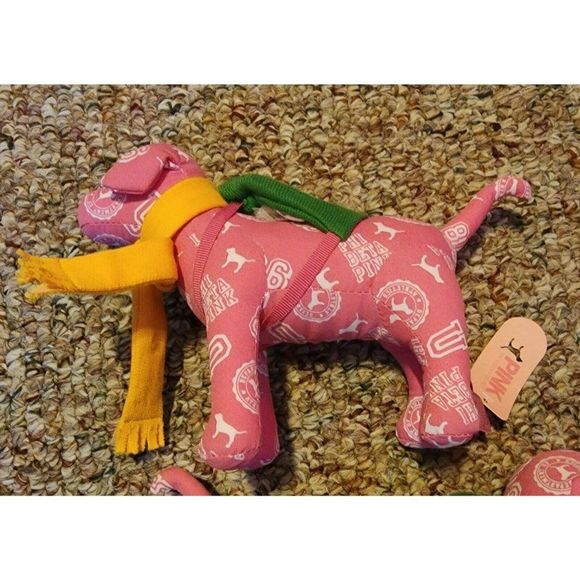 Victoria's Secret PHI BETA PINK DOG Stuffed Anima Scarf Backpack x2 - Picture 3 of 8